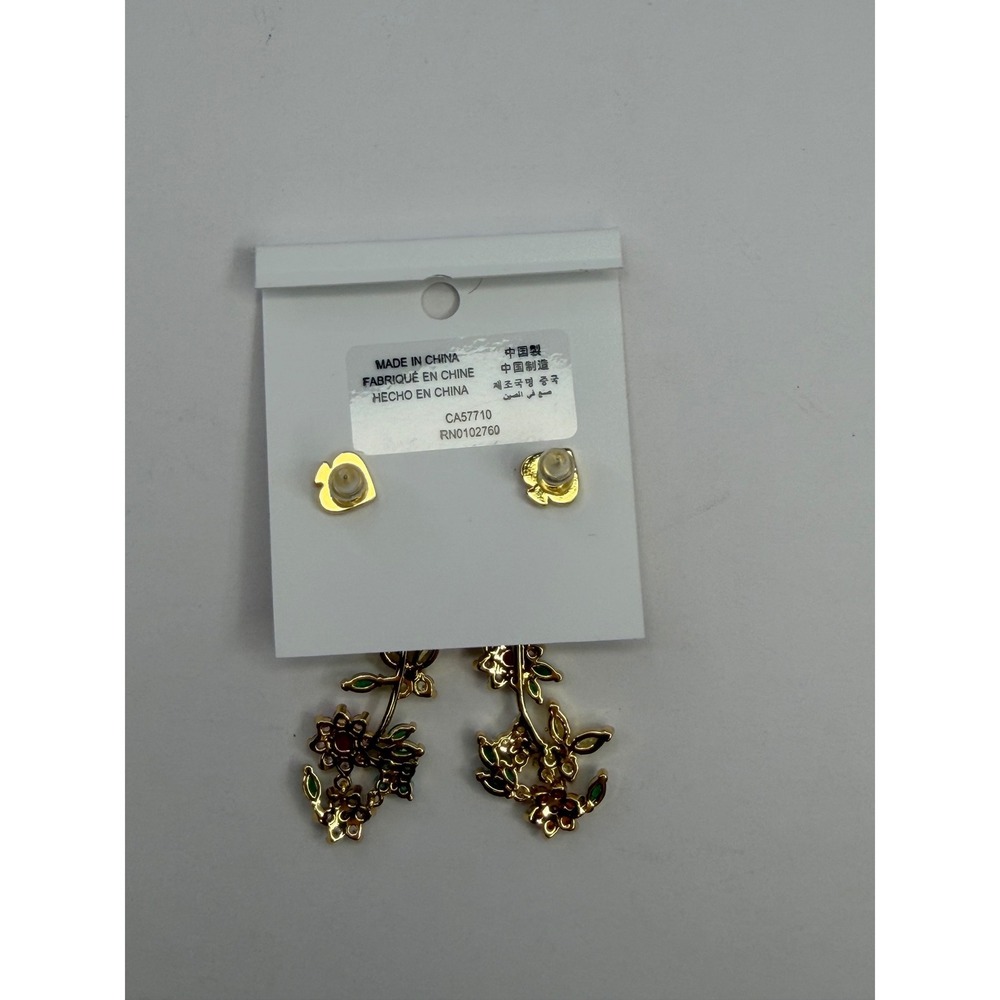 Kate Spade Floral Garden Butterfly Linear Drop Earrings Multicolor Gold NWT Boho - Picture 4 of 5